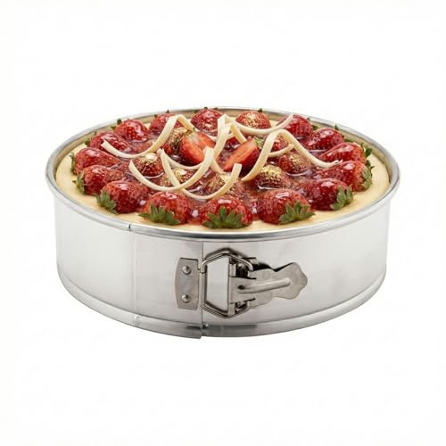 Restaurantware Met Lux 12 Inch Round Cake Pan 1 Springform Springform Pan - Removable Bottom Release Latch Silver Aluminum Cheesecake Pan For Baking Desserts