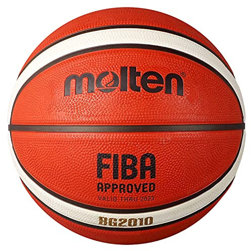 Molten BG2010 Basketball, Indoor/Outdoor, FIBA-zugelassen, Premium-Gummi, tiefer Kanal, Größe 6, Orange/Elfenbein, geeignet für Jungen im Alter von 12, 13, 14 Jahren und Mädchen im Alter von 14 Jahren