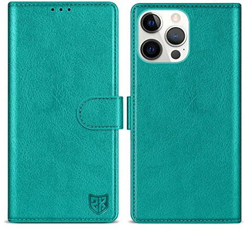 ZZXX for iPhone 15 Pro Max Wallet Case with [RFID Blocking] Card Slot Kickstand Magnetic Closure Leather Flip Fold Protective Phone Case for iPhone 15 Pro Max Case Wallet(Lake Blue-6.7 inch)