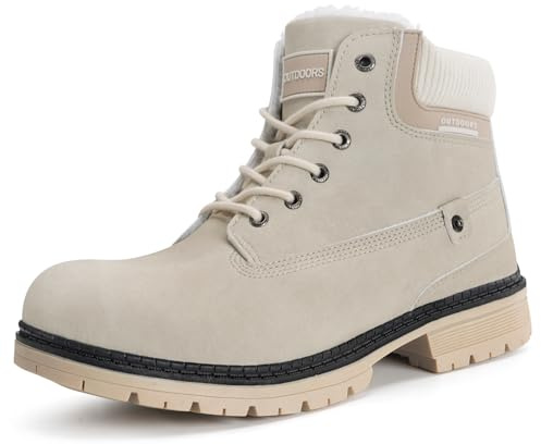 Eagsouni Vinterskor, herr, dam, stövlar, varma fodrade snöstövlar, vattentäta vinterstövlar, vinterstövlar, utomhus, Beige, 37 EU