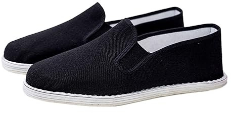 DHAEY Scarpe di Stoffa Old Beijing Scarpe di Stoffa Slip-on Traspiranti con Suola in Stoffa a Mille Strati da Uomo (Color : Black, Size : 44 EU)