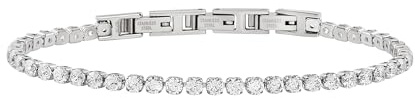 Breil, Collezione Tennis, Bracciale Donna in Acciaio Lucido con Cubic Zirconia, Lucente ed Elegante, Lunghezza Regolabile