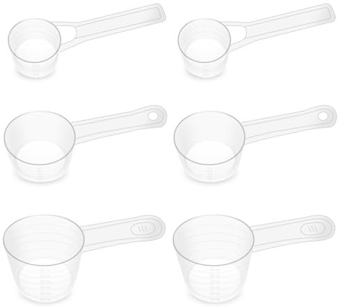 6 Stück Messlöffel Set, Transparenter Dosierhilfe Waschpulver, Messlöffel 60ml/30ml/15ml, Löffel Kunststoff Mit Skalenmarkierungen, Kunststoff Measuring Spoon Für Die Küche