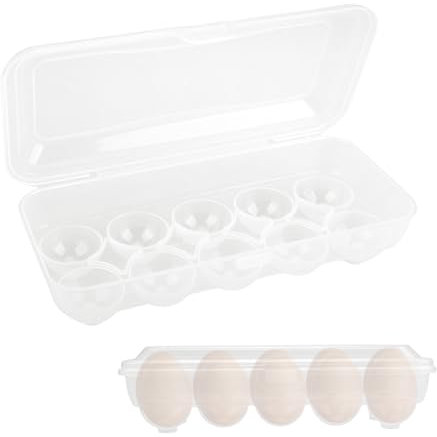 imposyu 2 Stück Eierbox Eierbehälter für Kühlschrank Kunststoff Wiederverwendbar Eierbox für 10 Eier mit Deckel Eier Organizer für Kühlschrank Küche, Transportbox