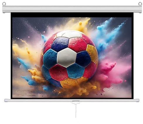 INMOZATA Leinwand Beamer Rollo 279cm, Bild 266 x 149 cm(120 Zoll), Format 16:9, Deckenmontage & Wandmontage Projektor Leinwand für Heimkino Büro Treffen Schule Präsentationen-Weiß Gehäuse