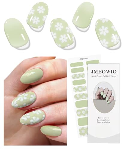 JMEOWIO Fleur Blanche Ongles Gel Autocollant UV Nail Art Sticker