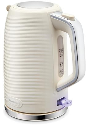 Swan Wave Cordless Kettle, Fast Boil, Boil Dry Protection and Automatic Shut-Off, 360-Degree Base, Removable Limescale Filter, 1.7 Litres, 3000W, Cream, SK19034CRM