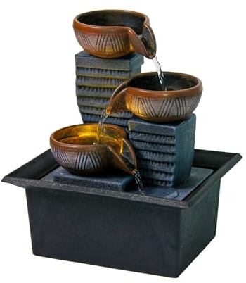 F Fityle Fontana da Tavolo, Fontana da scrivania per Interni, Rilassante Ornamento con Acqua Corrente, Suoni di Cascata a 3 Livelli per Ufficio, scrivania,