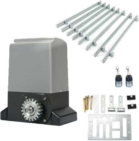 Kgfvesdc Automatic Sliding Gate Drive, Rack Driven Driveway Garage Garden Gate Hardware Kit 370w Electric Sliding Gate Opener,with 2 Remote Control and 4 Rack,for Gate Up To 800kg Garage, Garden, Gate