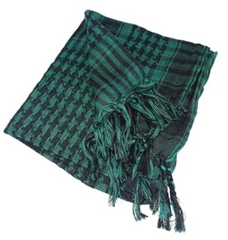 Generisk arabisk rutig franshalsduk, lätt halsduk bomull och halsduk med tofs för utomhus camping tillbehör, unisex dödskalle halsduk, Grön, One size
