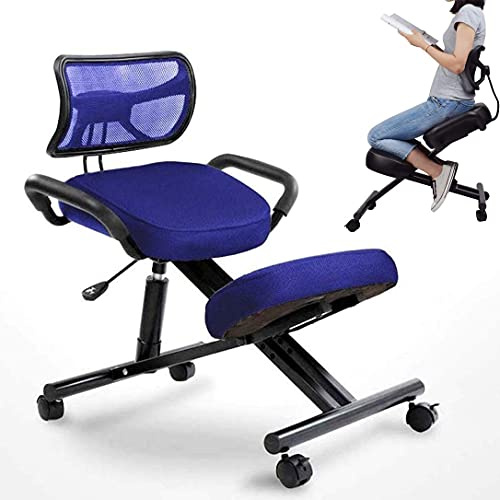 Silla ergonómica de rodillas con soporte para la espalda, taburete ajustable para el hogar y la oficina, mejora la postura con asiento en ángulo y cómodos cojines