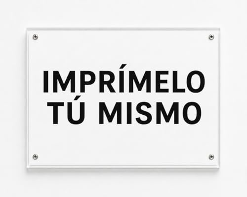 TIBRYN Kit Letrero Adhesivo, sin Agujeros en la Pared – 25x17Cm – Cartel Cortado a Láser + Papel Especial para Negocio Metacrilato Transparente – Placa – Placa Exterior e Interior – Comercio