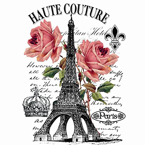 Trasferibile a caldo | Trasferibile per stirare | Termoadesivo applicabile con ferro da stiro | Per decorare tessuti come magliette, borse, federe | Motivo: vintage, torre Eiffel, Parigi