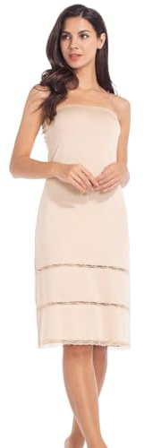 MANCYFIT Women's Tube Top Dress Slip Sleeveless Underdress Invisible Straps Nude Medium