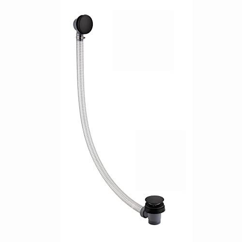 ENKI, W35, 1.5 Inch Matte Black Bath Waste & Overflow, Sturdy Plastic Pipping, Pop Up Waste Connection, Contemporary Design, Pop Up Bath Plug Waste, Easy Clean, Easy to Install Bath Waste Kit, Fixings