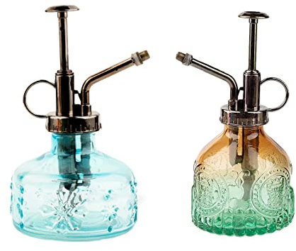 Tangger Retro Vintage 2PCS Pflanzen Gießkanne Dekorative Blumen Sprüher Kupfer für Garten (Gelbgrün Blau)