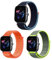 ZoRoll 3 Stück 20mm Armband für Amazfit Active 2/Active/GTS 4/GTS 3/GTR Mini, Nylon Einstellbar Klettverschluss Ersatzarmband für Amazfit Bip 3 Pro -Gelbgrün+DunkelBlau+Orange