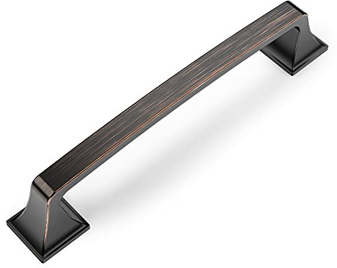 Amerdeco 6 Stück Möbelgriffe Öl rieb Bronze 128mm Lochabstand Zinklegierung Griffe für Küchenschränke Schrankgriffe Schubladengriffe Türgriffe für Küchenschränke Kleiderschrank UK0015