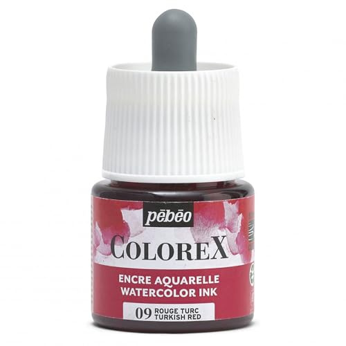 Pébéo - Colorex 45 ml Turkish Red Ink – Colorex Watercolour Ink Pébéo – Velvety Red Ink – Multi-Tool Drawing Ink for All Media – 45 ml – Turkish Red