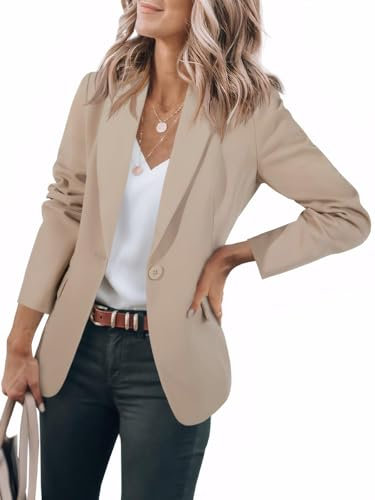 Cicy Bell Damen Casual Blazer Offene Front Langarm Arbeit Büro Jacken Blazer Khaki XXL