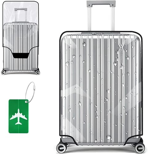 flintronic Resväska, elastiskt skyddsfodral för resväska, resväskskydd, bagageskydd med bagageskydd, Färg: transparent, 28 Inch