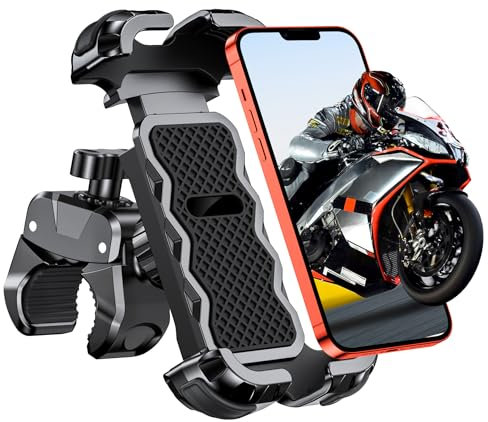 Babacom Handyhalterung Motorrad [1s Auto-Sperre] [360° Anti-Shake] Handyhalterung Fahrrad Lenker für City & Mountainbike, Kompatibel mit iPhone 15/16, Galaxy S25 (4,7”–6,8”), Werkzeugfreie Montage