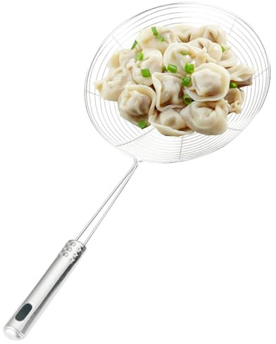 Mestolo con Ragno per Schiumarola, Cucchiaio in Rete Metaallica da Cucina con Manico, Filtri per Alimenti in Filo di Acciaio Inossidabile, Colino per Mestolo per Schiumarola per Cucinare Frittura
