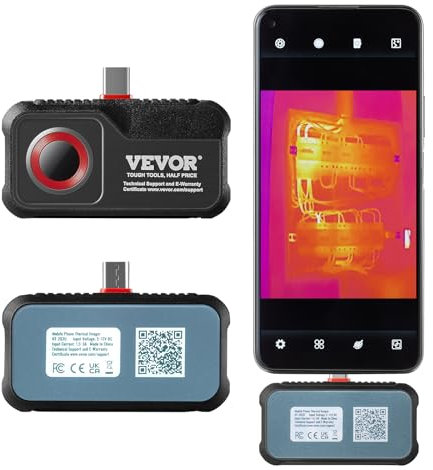 VEVOR Wärmebildkamera für Android 256x192 Pixel Hohe Auflösung 0,1 °C Wärmeempfindlichkeit Temperaturbereich von -20℃ bis 550℃ Infrarot Kamera ideale Wahl für Hausinspektion HVAC Sanitär usw.