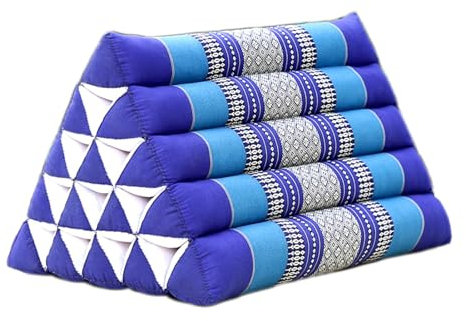 XLIHAWY Cuscino Triangolare Tailandese, Cuscino Inclinato Comodo Fatto Di Kapok, Schienale Del Letto Cuscino Cuscini Di Riposo Per Soggiorno Lettura Allungamento (Colore : Blu, Taglia : 21x15.75x14.