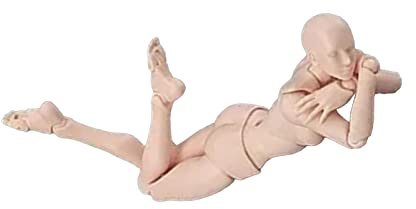 Action Figure with Arms Male Female Human Body PVC Blank Action Figure Model Drawing Mannequins with Stand for Sketching Painting (Skin Color Woman)