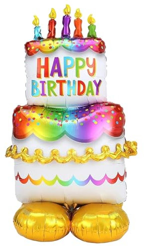 DazzJoy XXL Luftballon Happy Birthday Stehend, Folienballon für Kindergeburtstag Deko, Ballons für Mädchen Junge, Helium Geburtstag Luftballons