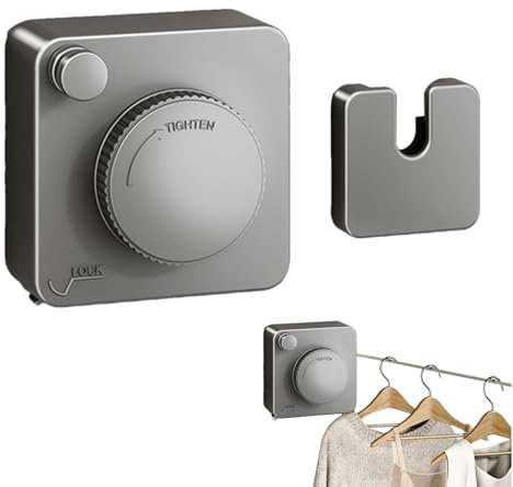 Hailerio Corde à linge rétractable d'extérieur | Sans perçage – Corde à linge robuste pour intérieur | Fil de séchage non affaissé pour sécher la salle de bain, le linge, l'hôtel