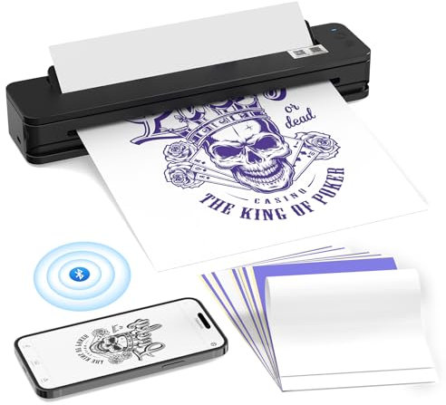 Tattoo Stencil Printer A4 Thermal Stencil Machine Professional Tattoo Transfer Machine All in One Printer with 10Pcs Transfer Paper for Tattooing Printing Thermal Paper T106S-UK