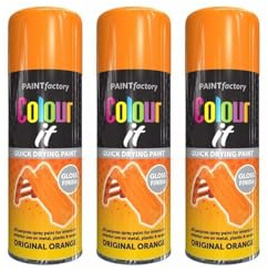 DIOXSTAR Orange Gloss Spray Paint, Quick Drying Paint, All Purpose Spray Paint for Metal, Wood, Plastic, Interior & Exterior Use, Easy to Use, 400ml (3 PCS)