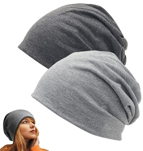 CPRNQY Lot de 2 bonnets fins pour femme - Bonnet fin pour homme et femme - Bonnet d'hiver - Automne - Bonnet fin - Chaud - Unisexe - Long beanie pour la course à pied, le ski, le cyclisme,