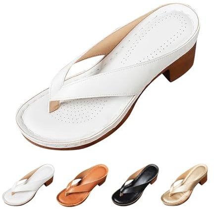 Genérico Sandalias de verano para mujer, de color liso, con tacón grueso, cómodas, con punta cuadrada y tacón abierto, zapatos de cuña cómodos, para uso informal o elegante. (White,42)