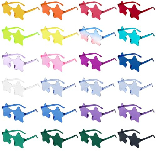 VirtuGro 24PCS Gafas con Forma de Estrella Gafas Fiesta Divertidas Hippy