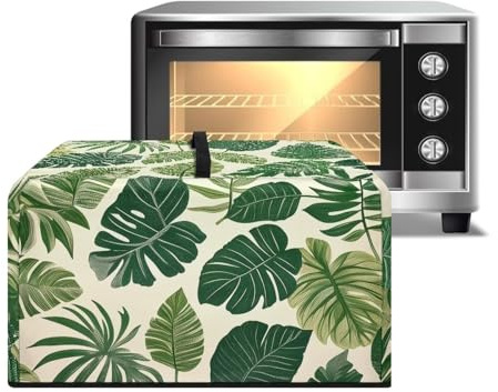 Xoenoiee Copertura antipolvere vintage con stampa di foglie tropicali per microonde, tostapane, forno a microonde, con manico, copertura per piccoli elettrodomestici da cucina, copertura per
