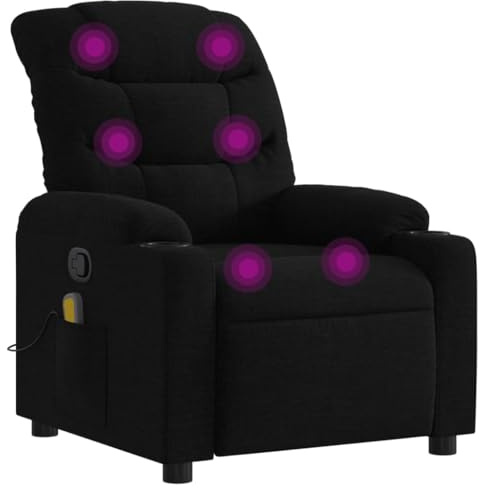 Emmtore Sillón Reclinable de Masaje Silla con Respaldo Reposabrazos Asiento Ajustable para Casa Color Tela Negro