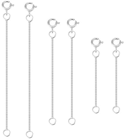 GYTFOG 6pcs Necklace Extender Silver, 2/3/4 Inches Necklace Clasp Extender Chain, Extenders Necklace Extender Chain Extenders for Necklaces Anklet Bracelet Extension for Women(3 Sizes)
