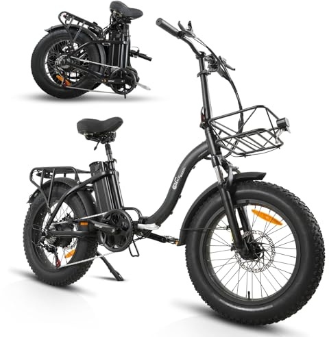 Klapprad E-Bike, E Bike Elektrofahrrad mit 48V/18Ah Große Akku, Bis zu 100KM | Hinterradmotor 48V, 65N.m | Disc Brake | E Klapprad mit Rückspiegel & Korb, Elektrofahrrad für Herren Damen (Spoke)