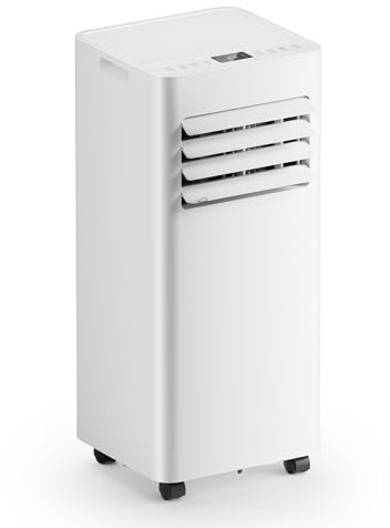 Climatizzatore mobile 9000 BTU, 4 in 1 (raffreddamento/deumidificazione/ventilazione/modalità sleep), telecomando, display LED, timer 24h e sicurezza per bambini, ideale per casa, ufficio, campeggio