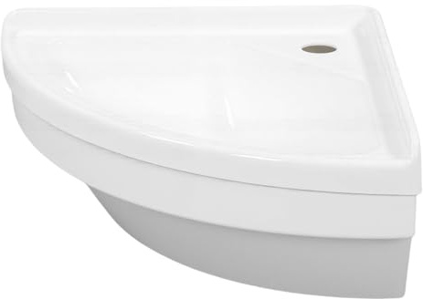 Cocoarm Lavello da Bagno Ad Angolo da 15 Pollici, Lavabo per in Acrilico a Forma di Ventaglio, Design per Montaggio a Parete 380 X 380 X 180 Mm, con Foro per Rubinetto e Apertura di Scarico, per