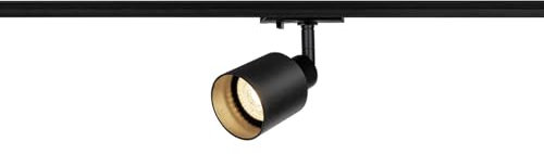 SLV PURI TRACK | Spot LED sur rail, spot monophasé pivotant et pivotant, spot LED, plafonnier, système de rails, éclairage intérieur | GU10, max. 50W, adaptateur monophasé inclus, noir avec verre