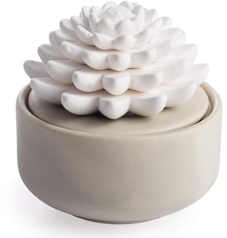 Airomé White Succulent, Porcelain Passive Essential Oil Diffuser (with 15ml Peppermint Essential Oil) – Non-Electric, Battery-Free, Improves Sleep, and Relieves Stress