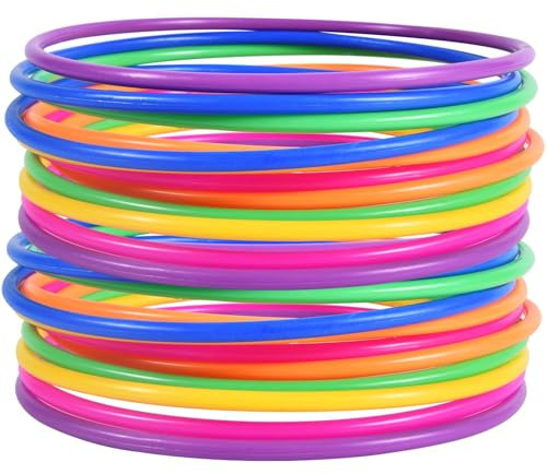 OBTANIM 24 Pcs Plastic 7 Inch Ring Toss Game for Kids and Outdoor Toss Rings for Speed and Agility Practice Game, Random Colors