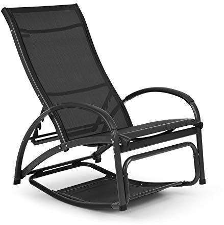 blumfeldt Beverlywood Sonnenliege Schaukelstuhl (Gestell aus Aluminium, 4-Fach verstellbare Rückenlehne, DualComfort, Material: 70% PVC und 30% Polyester Comfort Mesh, Edelstahlschrauben) Graphitgrau