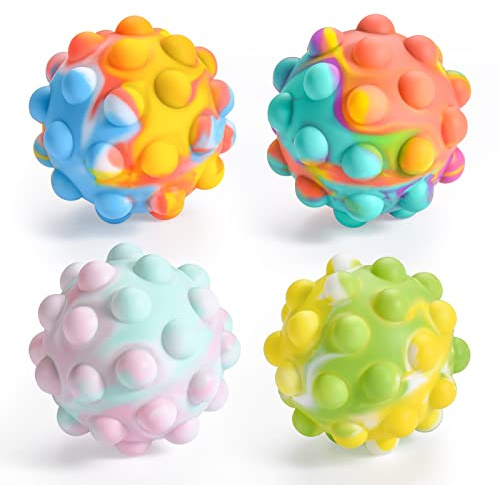 Peboms Pop It Stress Ball,Easter Basket Stuffers 3D Food-Grade Silicone,Anti-Anxiety Squeeze Sensory Toy for Kids Adults Over 3 Years (4 Pack)