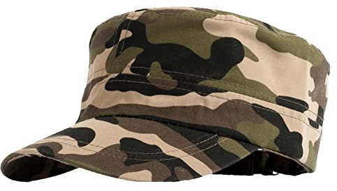 Jarseila Camo Casquette Homme Coton Chapeau Plat Casquette Militaire Unisex Chapeau de Cadet Armée avec Visière Casquettes de Baseball, Réglable, Camouflage-Vert Gazon