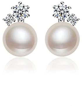 Pendientes De Perlas Plata De Ley S925 para Niña infantil MUJER - H'Helen